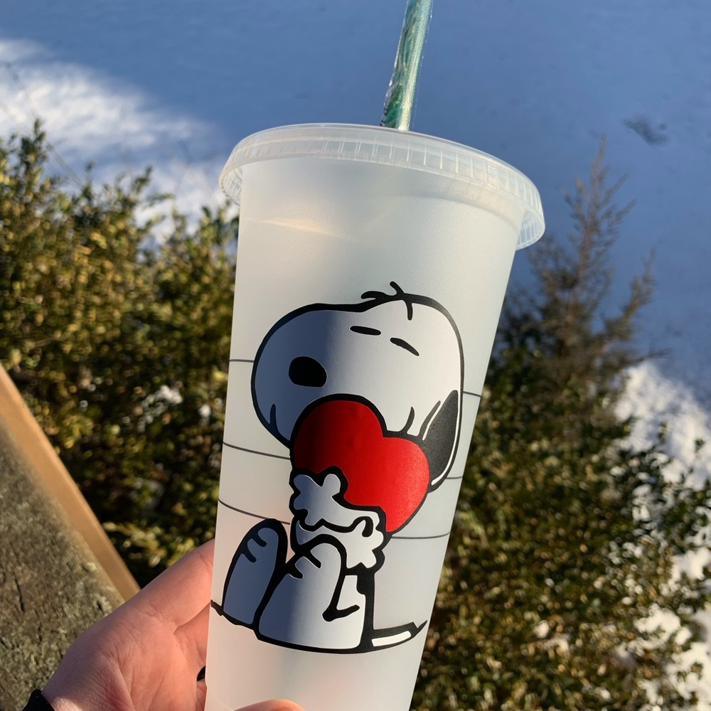 ❗️ FINAL PRICE, Custome Made Snoopy and Hearts Venti Starbucks Cup